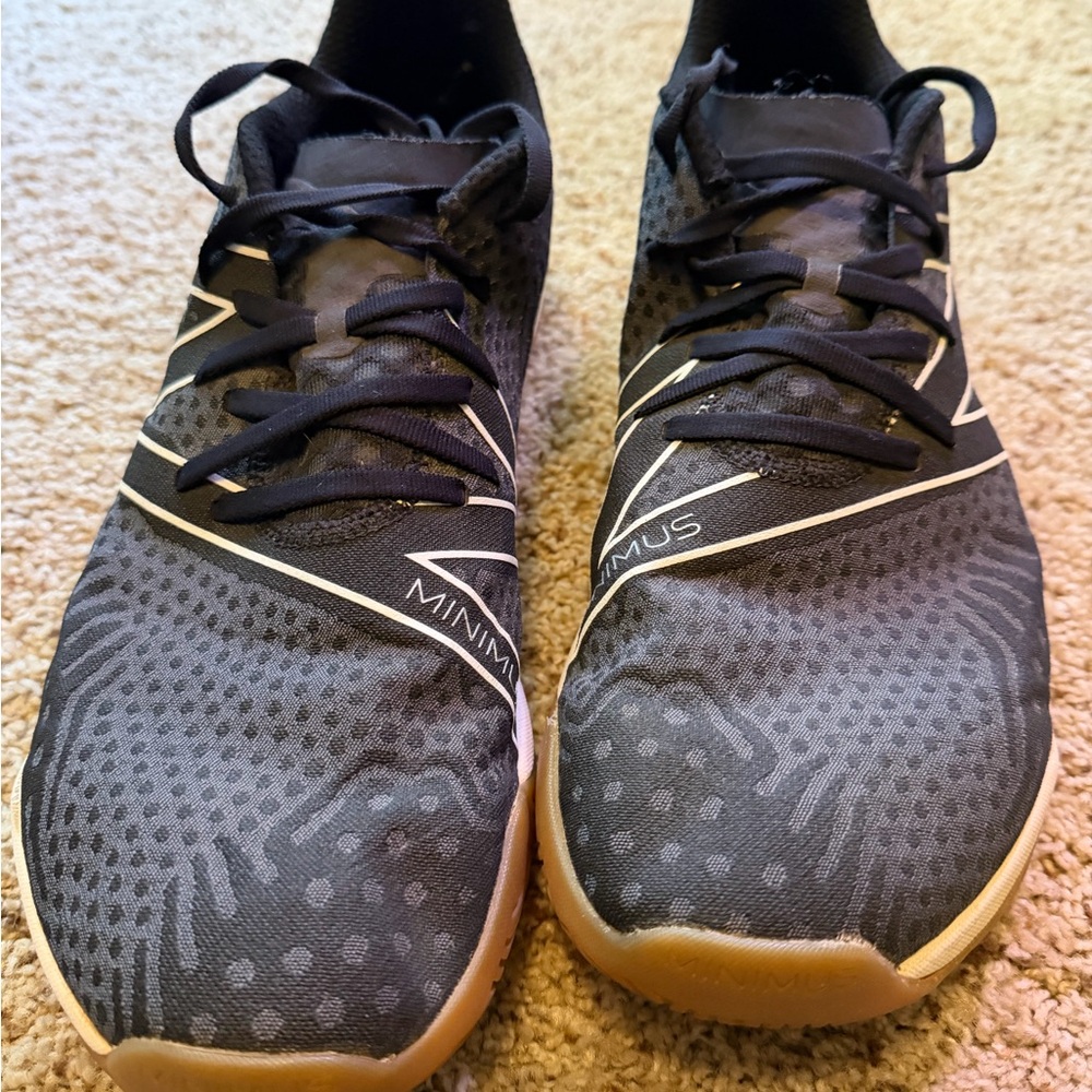 New Balance Minimus Black and Tan Athletic Shoes